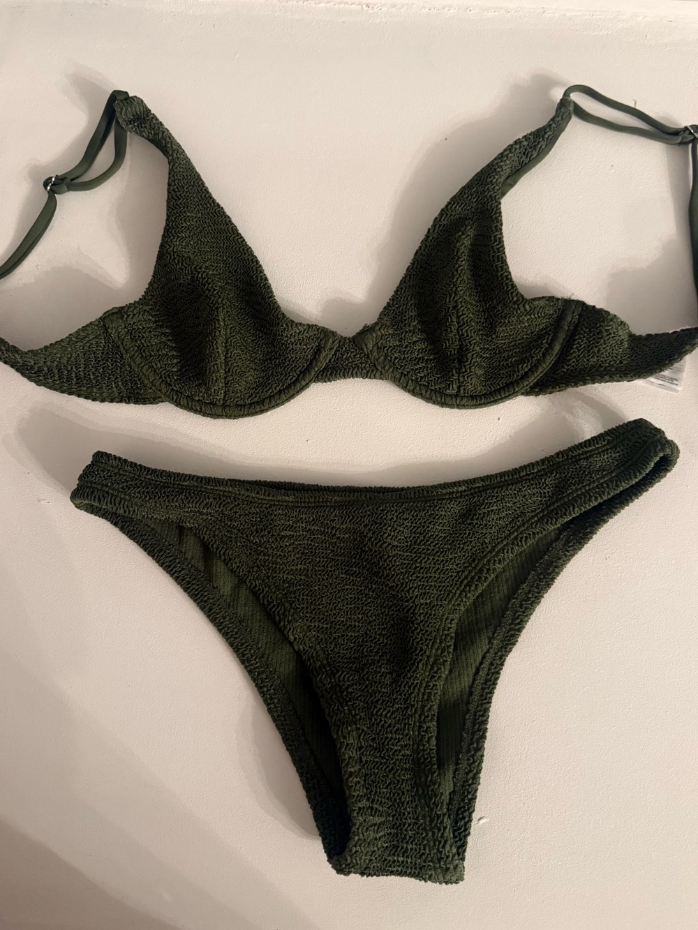Primark Olive Green Textured Bikini Set